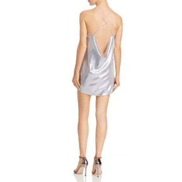 For Love And Lemons Silver Blackjack Metallic Mini Dress SZ M - NWT - Picture 2 of 8